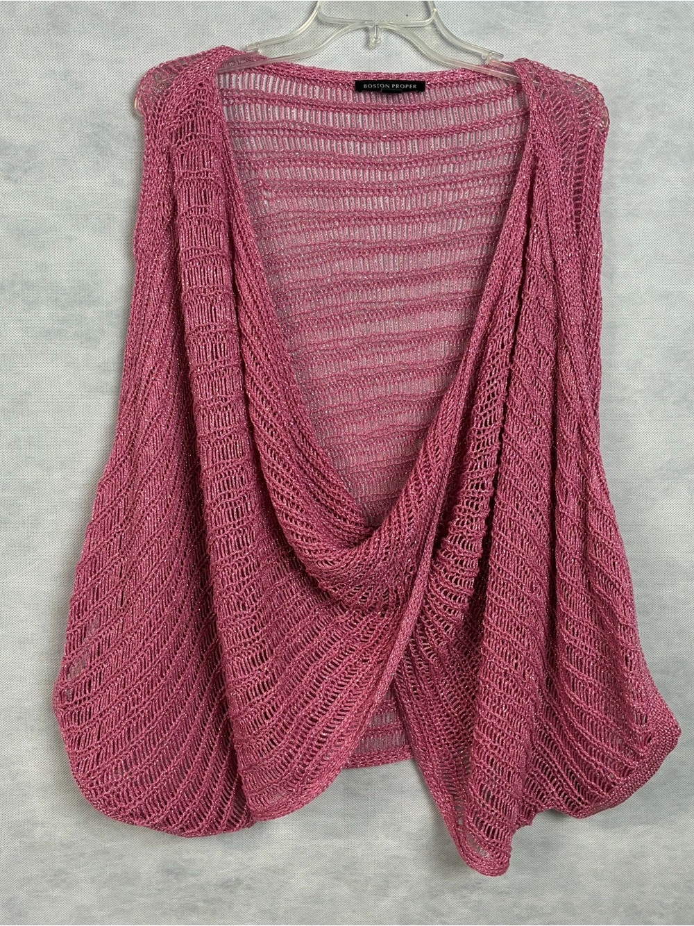 Boston Proper Metallic Twist Sweater Poncho Womens L/XL Pink